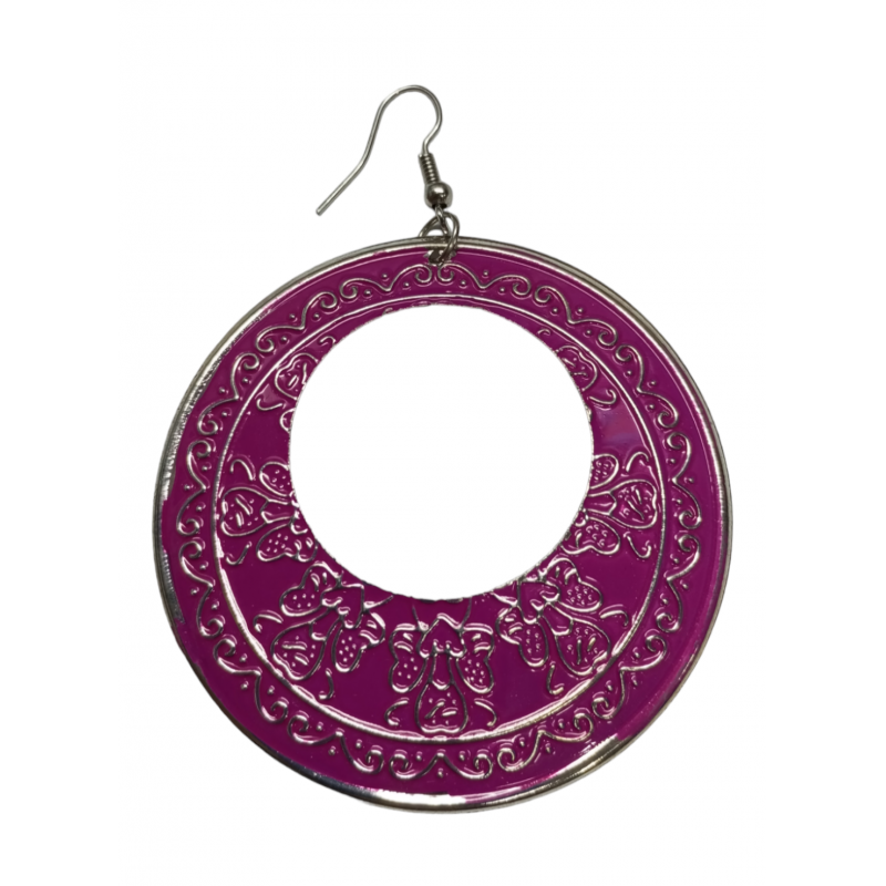 Pendiente Aro Relieve Fucsia