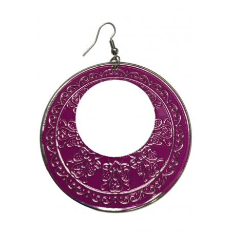 Pendiente Aro Relieve Fucsia