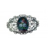 Broche Plateado con flores