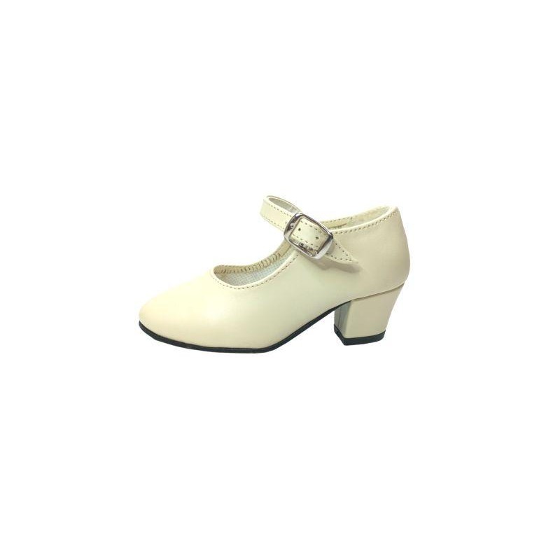 Zapato flamenca Feria Niña Beige