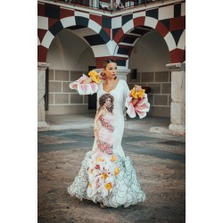 Vestido de flamenca pintado a mano nº 2.Azucena